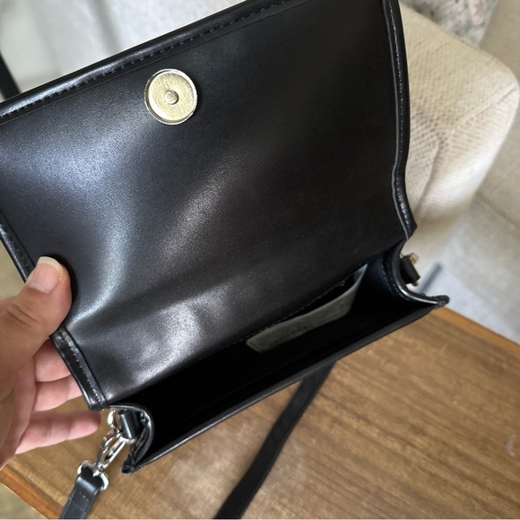 Zara Fabric Crossbody Clutch Bag Black/white/tan - Picture 5 of 10